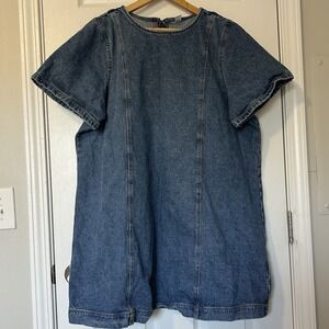 Old Navy Petite Light Wash Denim Mini Dress Summer Casual Effortless Girly Style